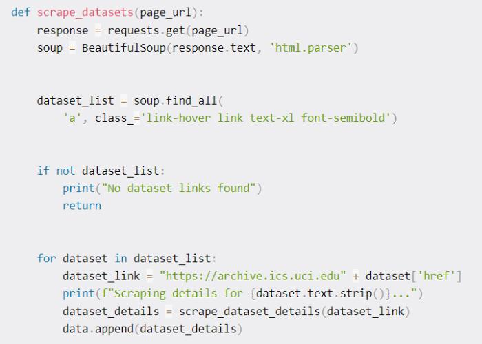 Create a Function to Scrape Dataset Listings Python